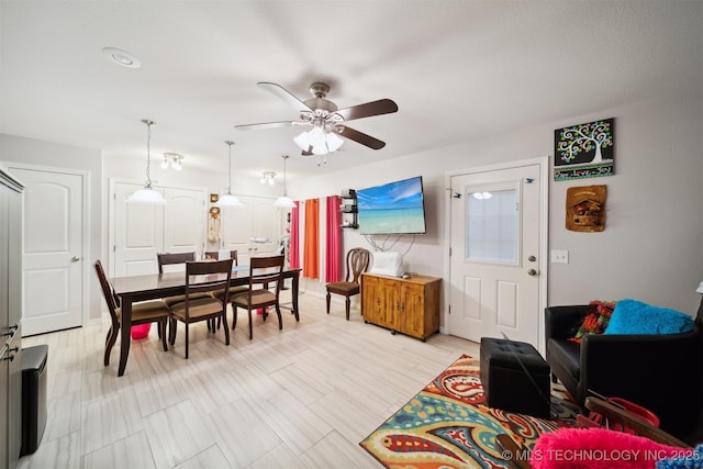 living room featuring ceiling fan