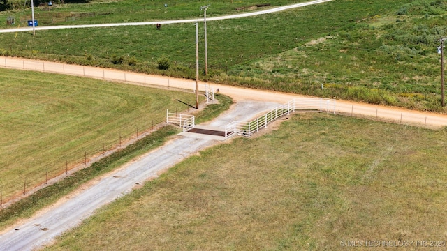 bird's eye view with a rural view