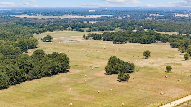 aerial view featuring a rural view