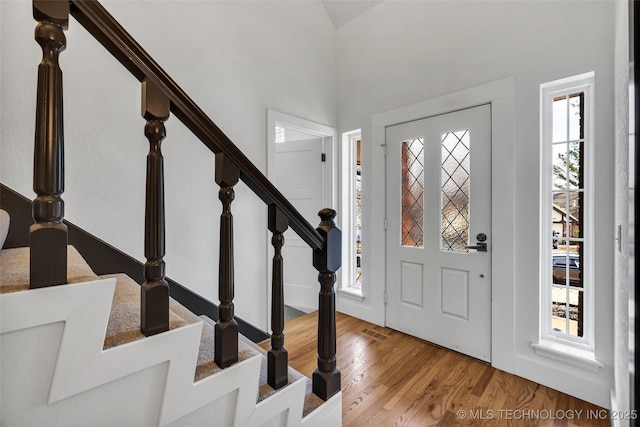 entrance foyer with hardwood / wood-style flooring