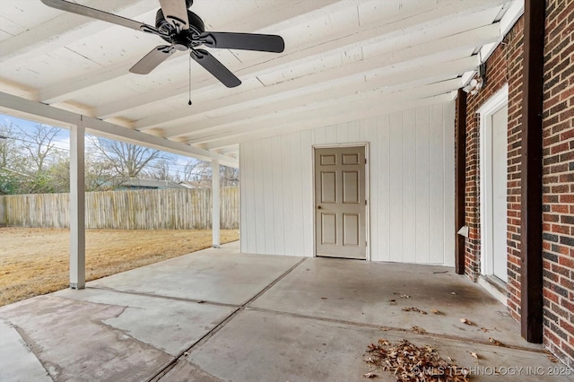 view of patio / terrace featuring ceiling fan