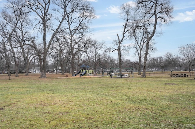 view of yard with a playground