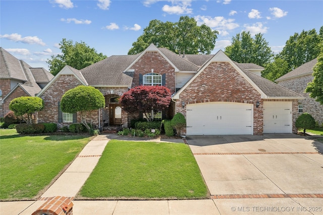 front of property featuring a garage and a front lawn