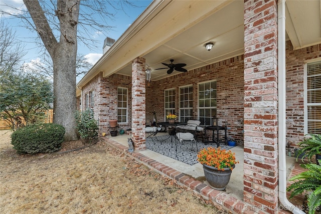 view of patio / terrace featuring ceiling fan