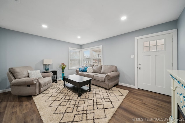 living room with wood-type flooring