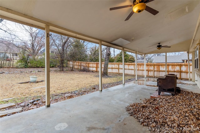 view of patio / terrace featuring ceiling fan