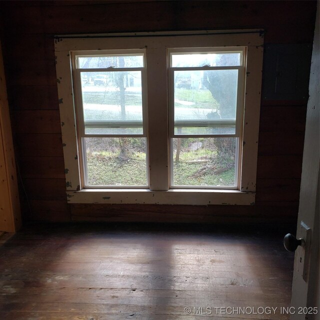 unfurnished room featuring a healthy amount of sunlight and dark hardwood / wood-style floors
