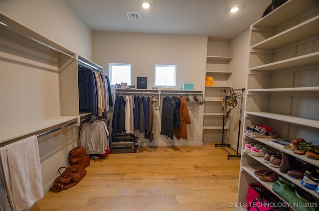 spacious closet with light wood-type flooring