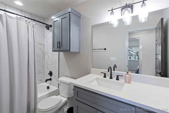 3748 E 116th St S, Tulsa, OK 74137 - full bathroom featuring toilet, vanity, and shower / bathtub combination with curtain