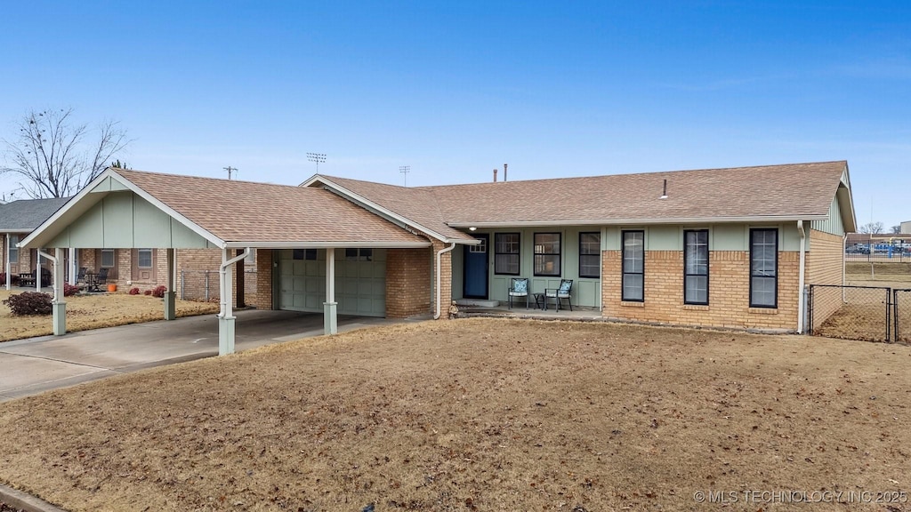 single story home with a garage