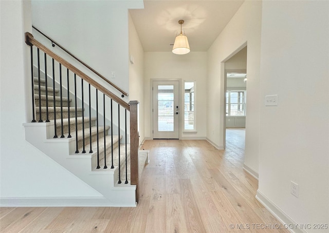 foyer entrance featuring light hardwood / wood-style floors