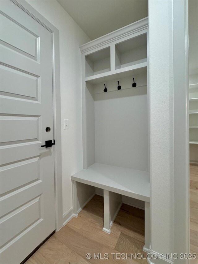 mudroom featuring light hardwood / wood-style floors