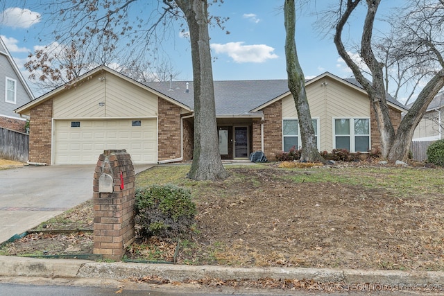 single story home with a garage