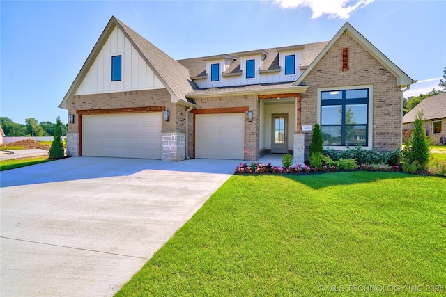 view of front of home with a garage and a front yard