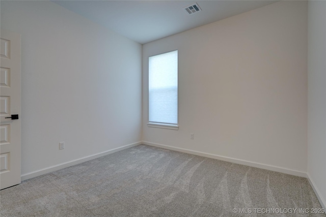 spare room featuring light carpet