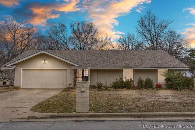 ranch-style home with a garage