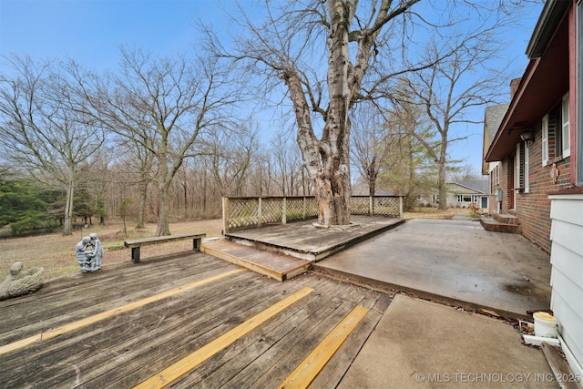 wooden deck featuring a patio