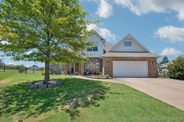 8402 N 100th E Ave, Owasso, OK 74055 - view of front facade with brick siding, concrete driveway, and an attached garage