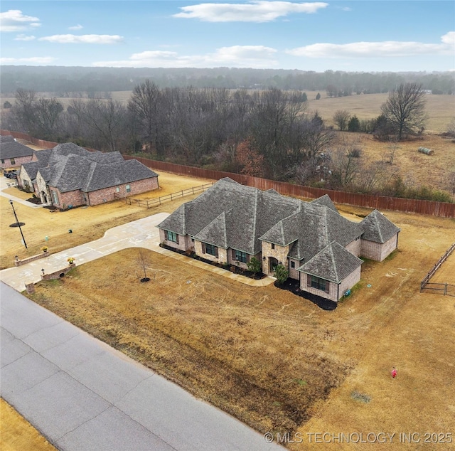 aerial view featuring a rural view