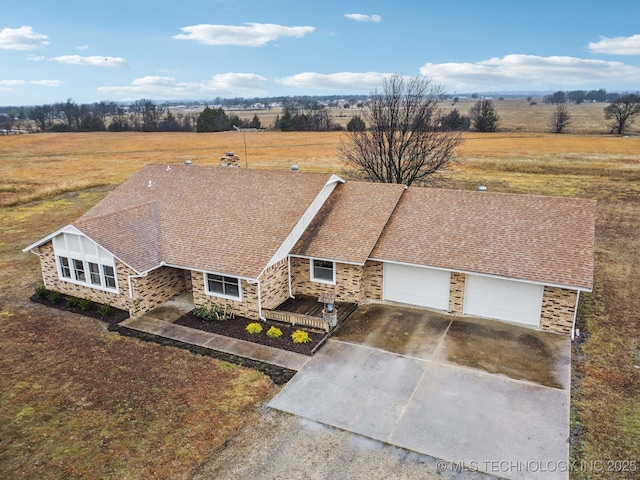 bird's eye view featuring a rural view