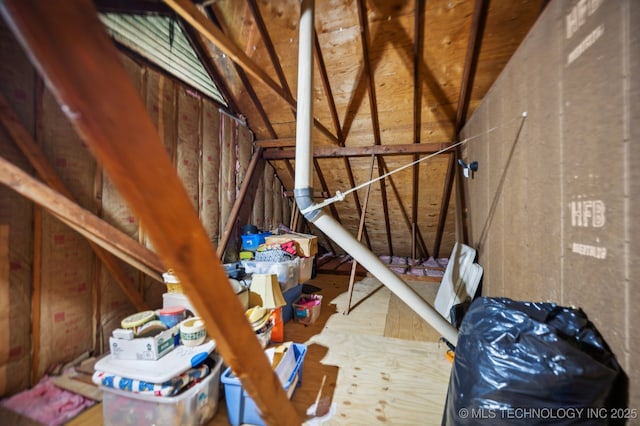 view of unfinished attic