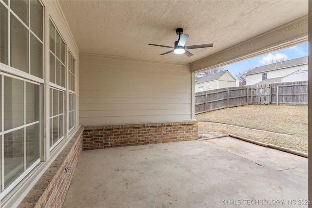 view of patio with ceiling fan