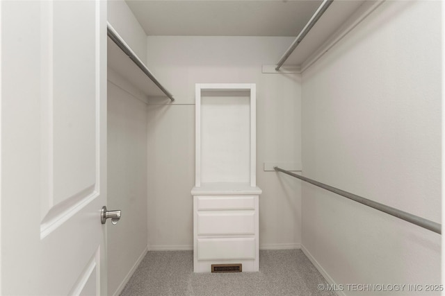 walk in closet featuring carpet flooring