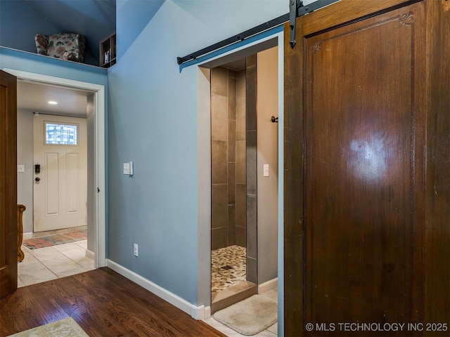 bathroom featuring hardwood / wood-style flooring