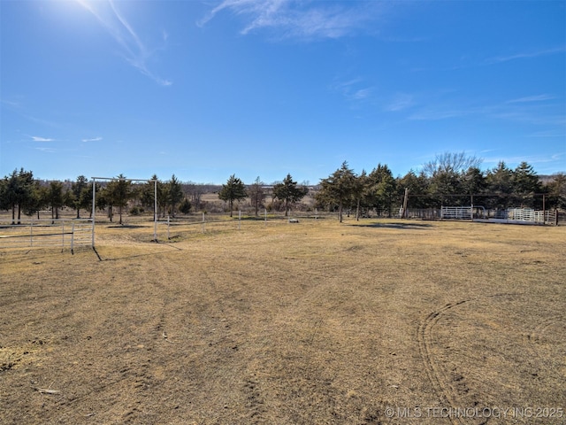 view of yard with a rural view