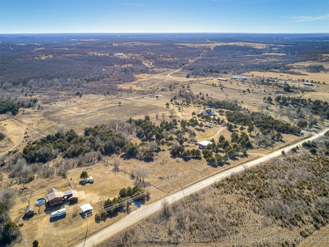 aerial view featuring a rural view