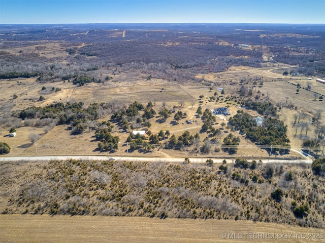 aerial view featuring a rural view