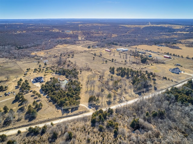 bird's eye view featuring a rural view