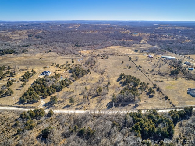 drone / aerial view with a rural view