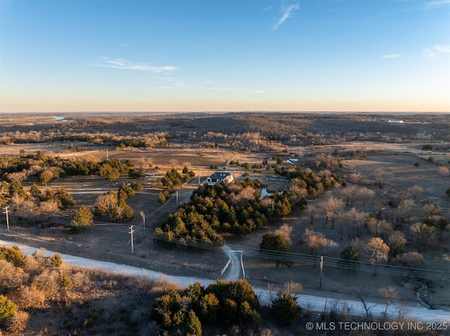 view of aerial view at dusk