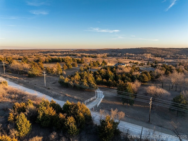 view of aerial view at dusk