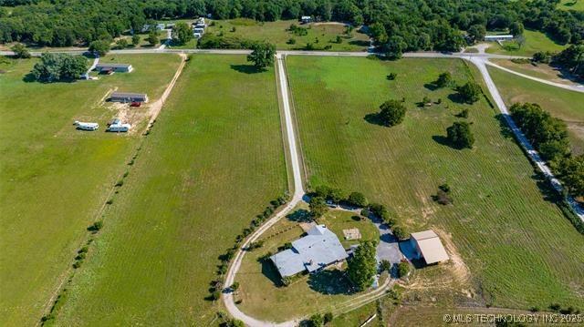 aerial view featuring a rural view