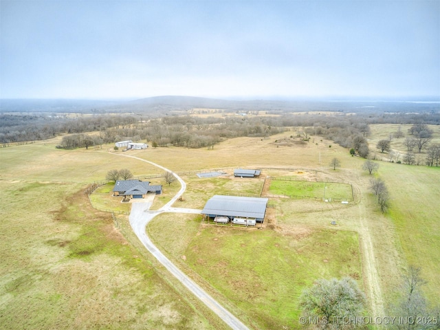 aerial view with a rural view