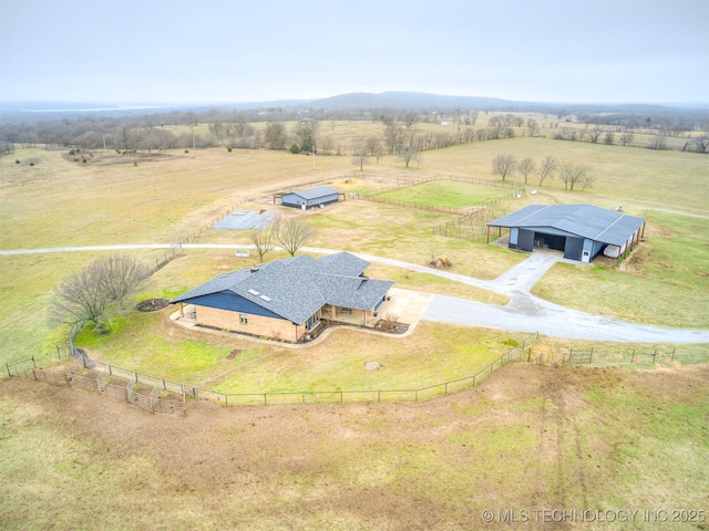 aerial view featuring a rural view