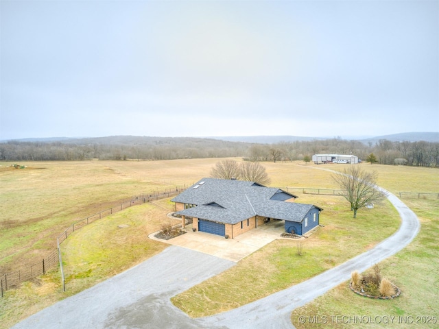 drone / aerial view featuring a rural view