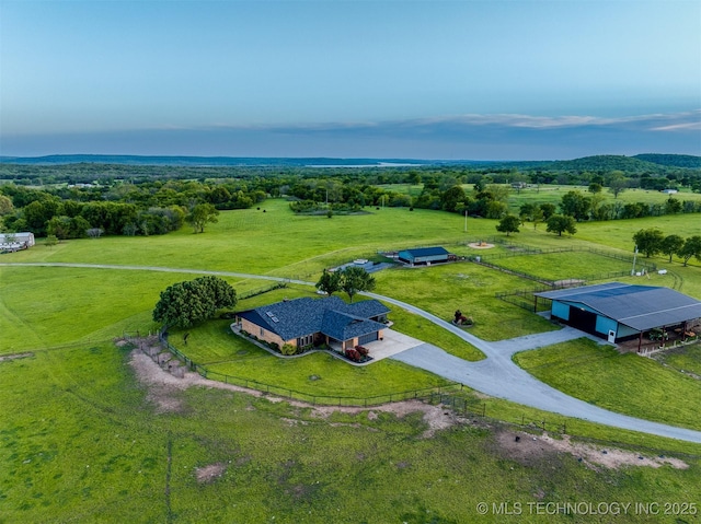 aerial view with a rural view