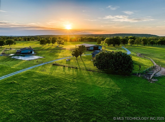 bird's eye view with a rural view