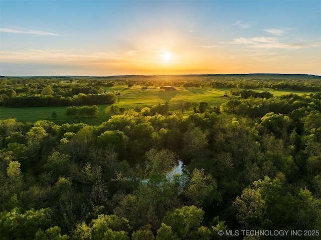 view of aerial view at dusk