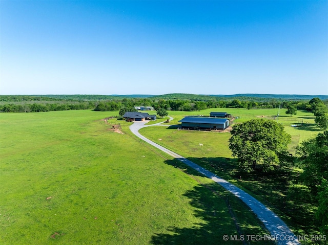 aerial view featuring a rural view