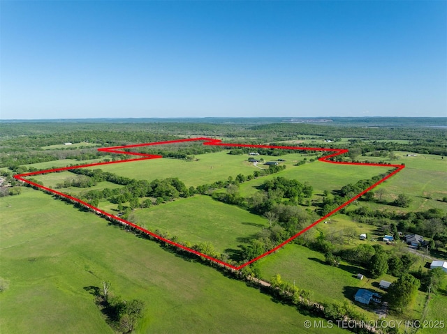 drone / aerial view with a rural view
