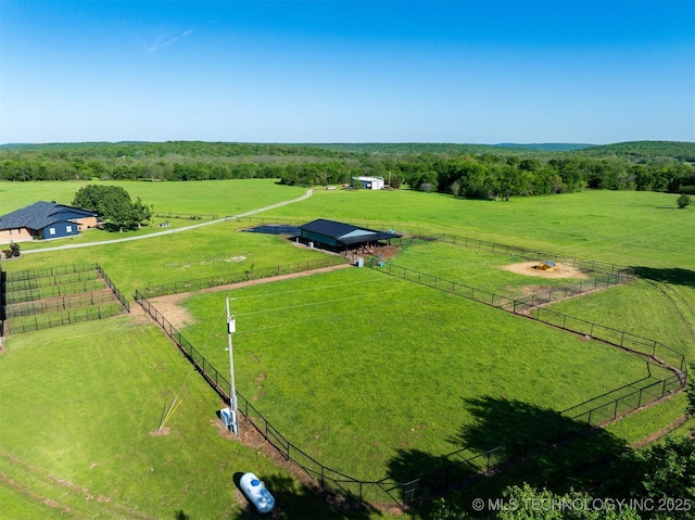 bird's eye view with a rural view