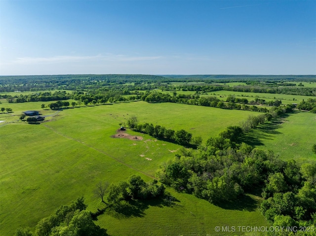 drone / aerial view with a rural view