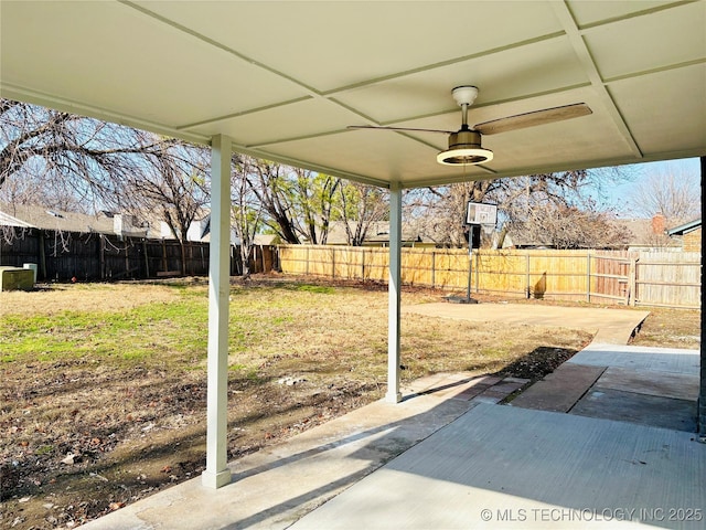 view of patio / terrace featuring ceiling fan