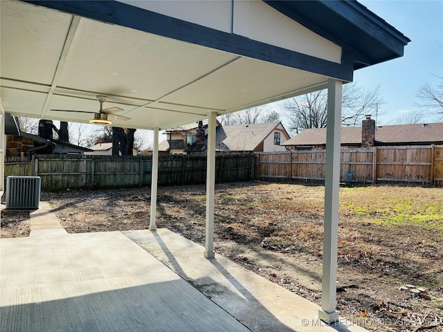 view of patio / terrace featuring ceiling fan