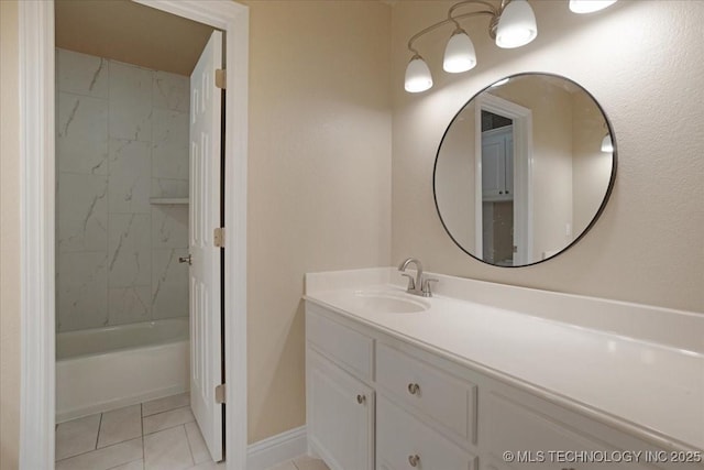 bathroom with tile patterned floors and vanity