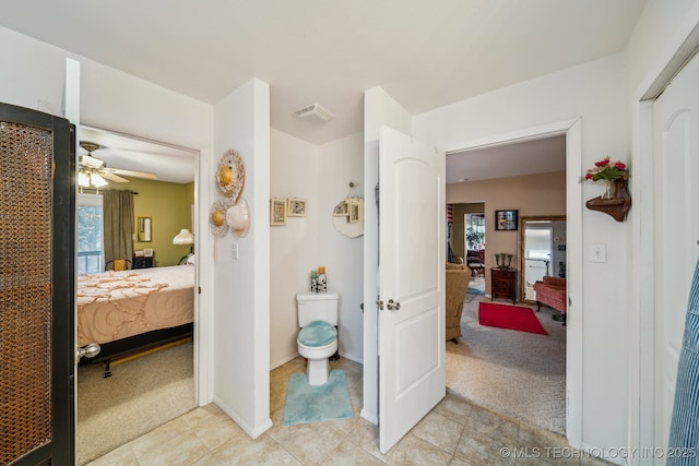 hallway with light carpet and a wealth of natural light